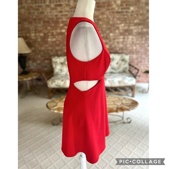 Express Red Cutout Side Fit & Flare Mini Dress 6 - Picture 13 of 16